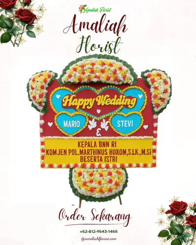Karangan Papan Bunga Pernikahan di Sewaka